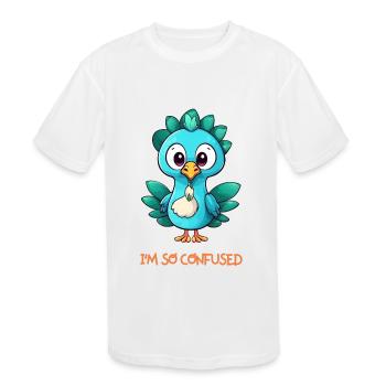 Confused Baby Peacock - Kids' Moisture Wicking Performance T-Shirt - white - Front