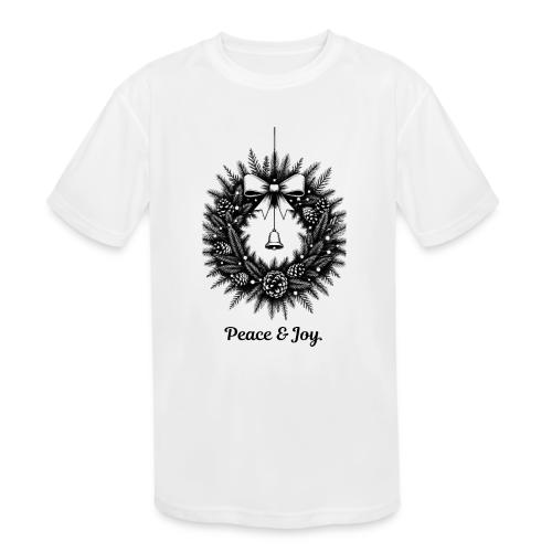 Peace & Joy T-Shirt | Minimalist Elegant Christmas - Kids' Moisture Wicking Performance T-Shirt