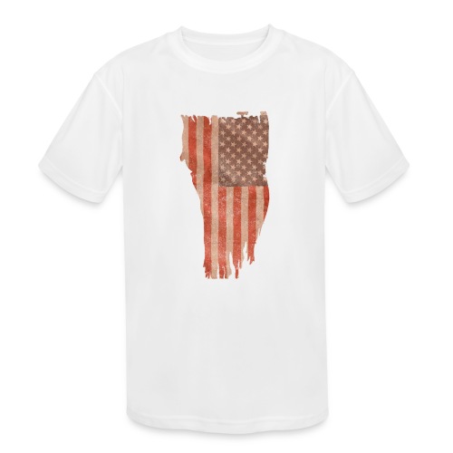 Distressed Flag Vertical - Kids' Moisture Wicking Performance T-Shirt