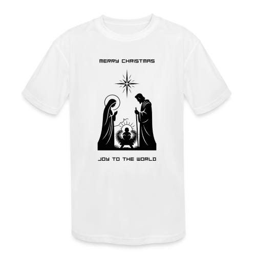 Joy to the World T-Shirt | Minimalist Nativity - Kids' Moisture Wicking Performance T-Shirt