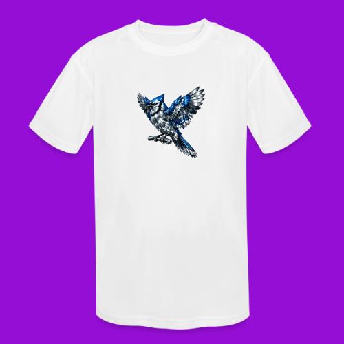 Silver Blue Jay Open Wing Perch - Kids' Moisture Wicking Performance T-Shirt