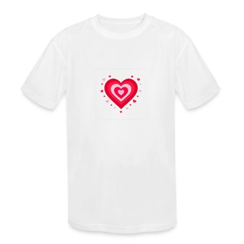 Layered Red & Pink Heart – Cute Valentine Love - Kids' Moisture Wicking Performance T-Shirt