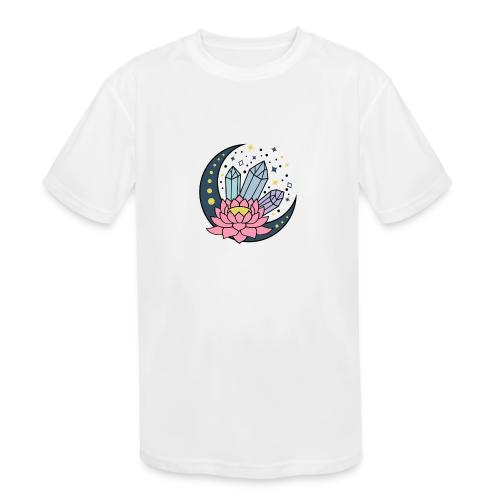 Half A Moon, Healing Crystals Lotus Flower - Kids' Moisture Wicking Performance T-Shirt