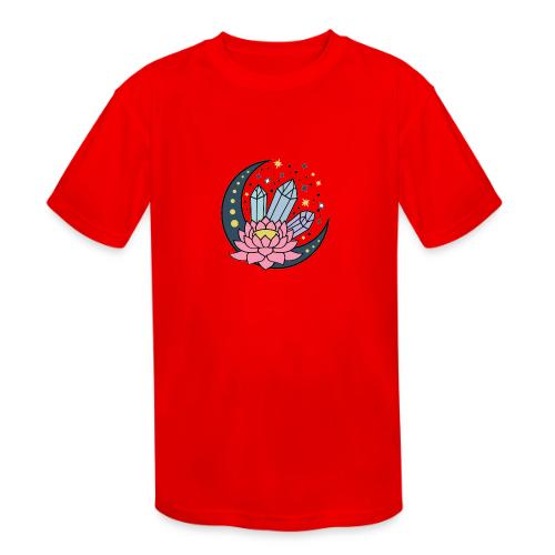 Half A Moon, Healing Crystals Lotus Flower - Kids' Moisture Wicking Performance T-Shirt