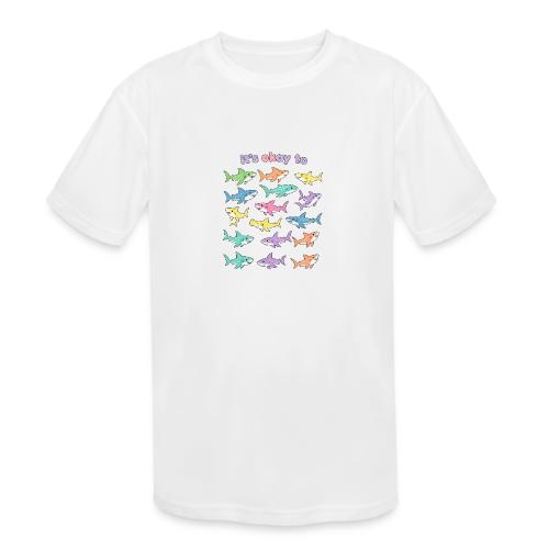 It’s Okay To – Cute Pastel Shark - Kids' Moisture Wicking Performance T-Shirt