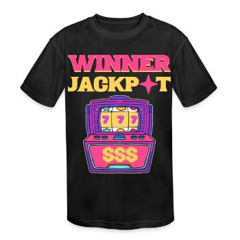 Winner Jackpot Lucky Slot Machine - Kids' Moisture Wicking Performance T-Shirt - black - Front