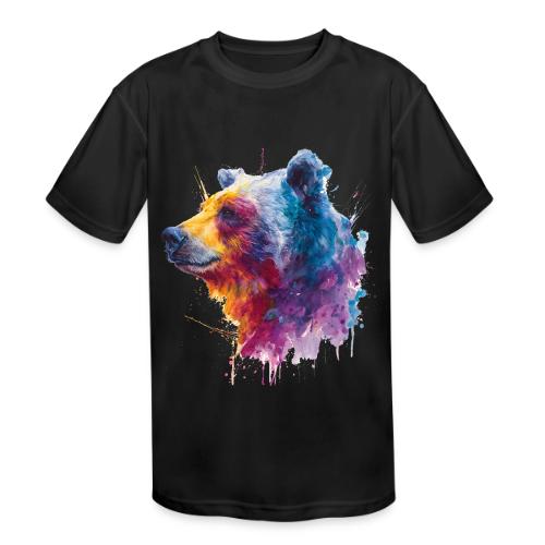 Watercolor Bear Portrait - Kids' Moisture Wicking Performance T-Shirt