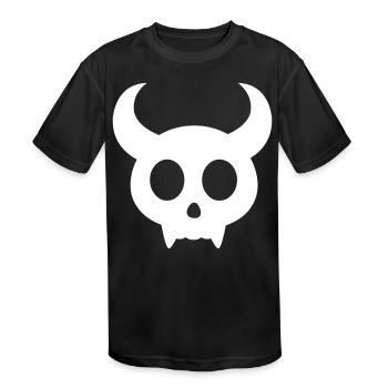 Skull with horns - Kids' Moisture Wicking Performance T-Shirt - black - Front