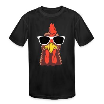 Funny Chicken Tshirt - Kids' Moisture Wicking Performance T-Shirt - black - Front