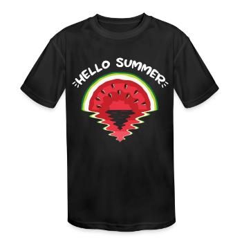 Watermelon Slice Summer Vacation Fruit Lovers - Kids' Moisture Wicking Performance T-Shirt - black - Front