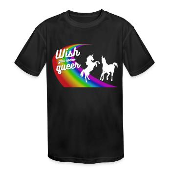Wish You Were Queer - Kids' Moisture Wicking Performance T-Shirt - black - Front