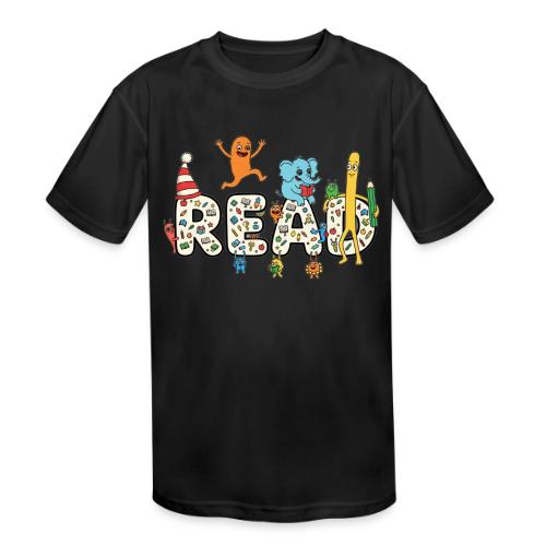 Whimsical READ Kids Cartoon - Kids' Moisture Wicking Performance T-Shirt