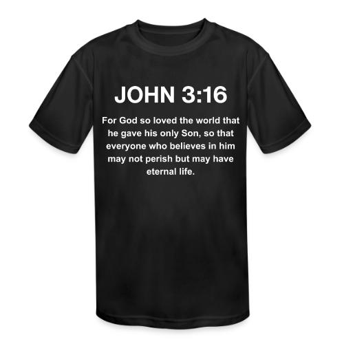 John 3:16 Christian Apparel â White - Kids' Moisture Wicking Performance T-Shirt