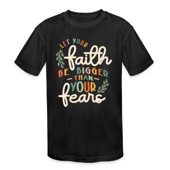 Faith Over Fear Vintage Inspire Christian - Kids' Moisture Wicking Performance T-Shirt - black - Front