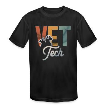 Funny Vet Tech Art Men Women Veterinarian - Kids' Moisture Wicking Performance T-Shirt - black - Front