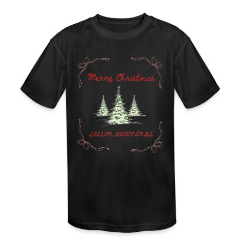 Beautiful Green Christmas Tree Graphic - Kids' Moisture Wicking Performance T-Shirt