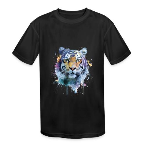 Splash-Art Tiger Face - Kids' Moisture Wicking Performance T-Shirt