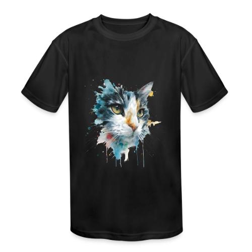 Watercolor cat face - Kids' Moisture Wicking Performance T-Shirt