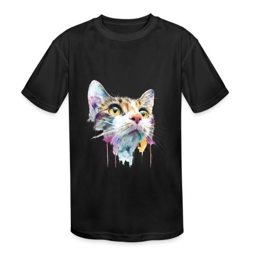 Chromatic Cat Splash - Kids' Moisture Wicking Performance T-Shirt
