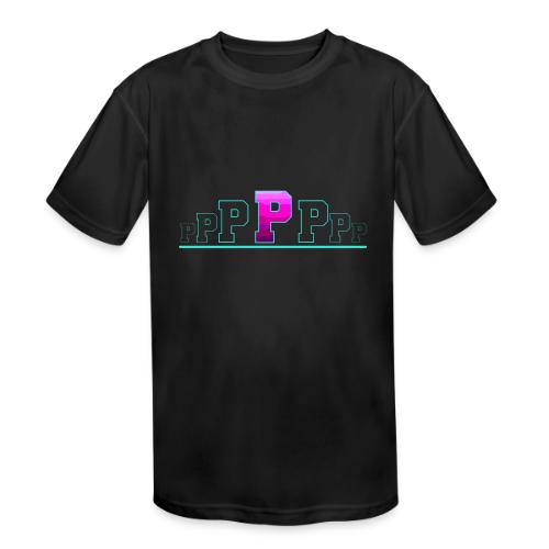 Letter P – Capital Varsity Alphabet Monogram - Kids' Moisture Wicking Performance T-Shirt