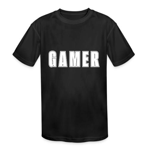 Gamer Collegiate White Text Design - Kids' Moisture Wicking Performance T-Shirt
