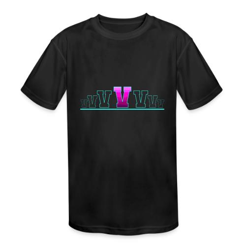 Letter V – Capital Varsity Alphabet Monogram - Kids' Moisture Wicking Performance T-Shirt