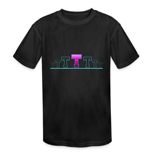 Letter T – Capital Varsity Alphabet Monogram - Kids' Moisture Wicking Performance T-Shirt