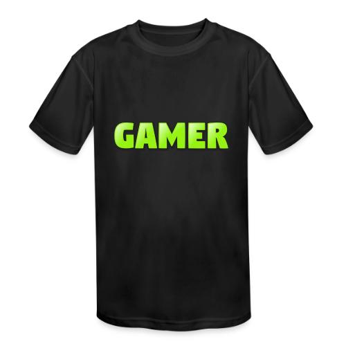 Gamer Neon Green Gaming Logo Design - Kids' Moisture Wicking Performance T-Shirt