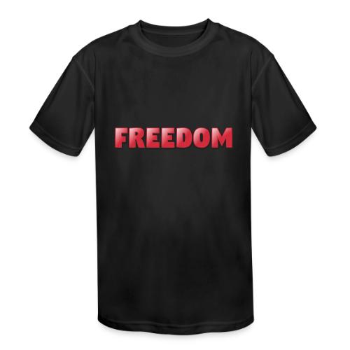 Freedom Bold 3D Word Art Design - Kids' Moisture Wicking Performance T-Shirt