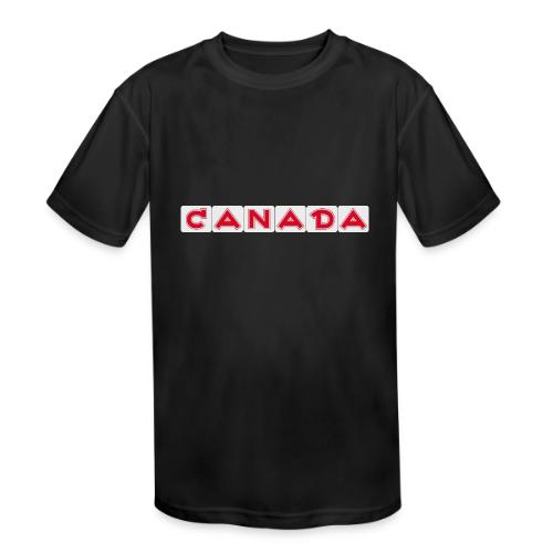 Canada, red letters on white background - Kids' Moisture Wicking Performance T-Shirt