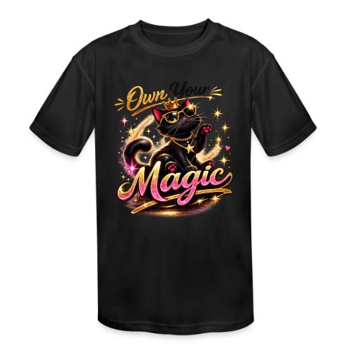 Own Your Magic – Glam Black Cat - Kids' Moisture Wicking Performance T-Shirt