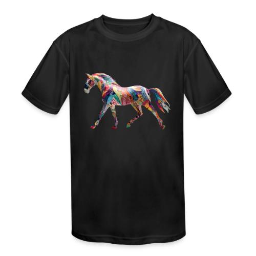Colorful Abstract Horse Art Design - Kids' Moisture Wicking Performance T-Shirt