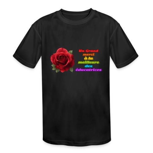 Thank You Educator: Pink and Rainbow Message - Kids' Moisture Wicking Performance T-Shirt