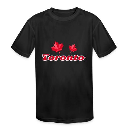 Toronto with two red maple leaves - Kids' Moisture Wicking Performance T-Shirt