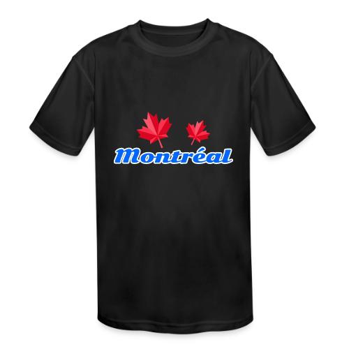 Montréal with two red maple leaves - Kids' Moisture Wicking Performance T-Shirt