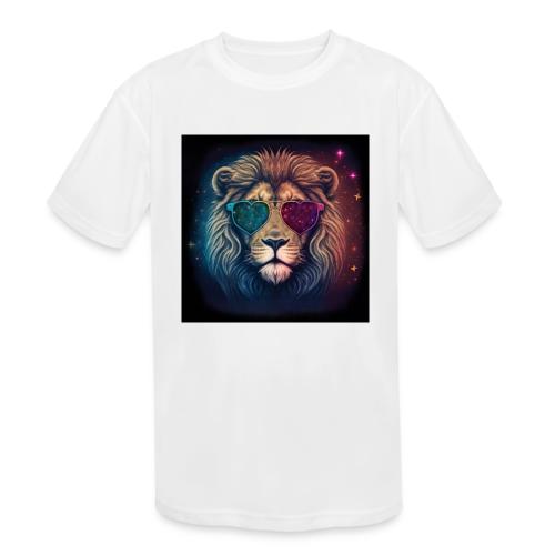 Jesus Lion of Judah wearing love glasses - Kids' Moisture Wicking Performance T-Shirt
