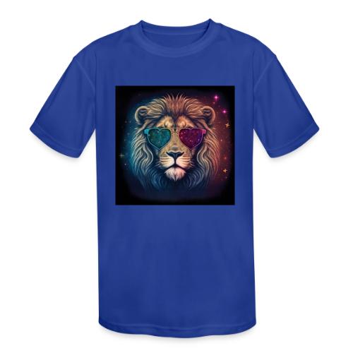 Jesus Lion of Judah wearing love glasses - Kids' Moisture Wicking Performance T-Shirt