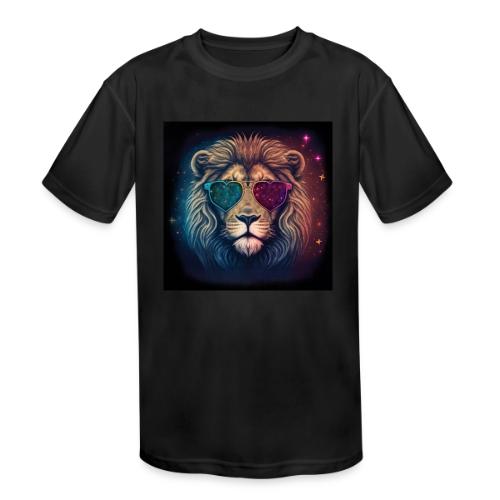 Jesus Lion of Judah wearing love glasses - Kids' Moisture Wicking Performance T-Shirt