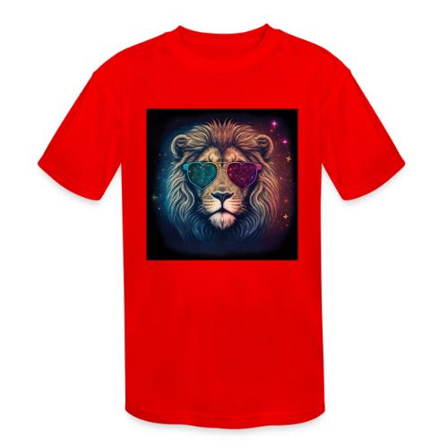 Jesus Lion of Judah wearing love glasses - Kids' Moisture Wicking Performance T-Shirt