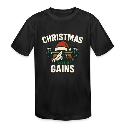 Christmas Gains – Santa Barbell Power - Kids' Moisture Wicking Performance T-Shirt