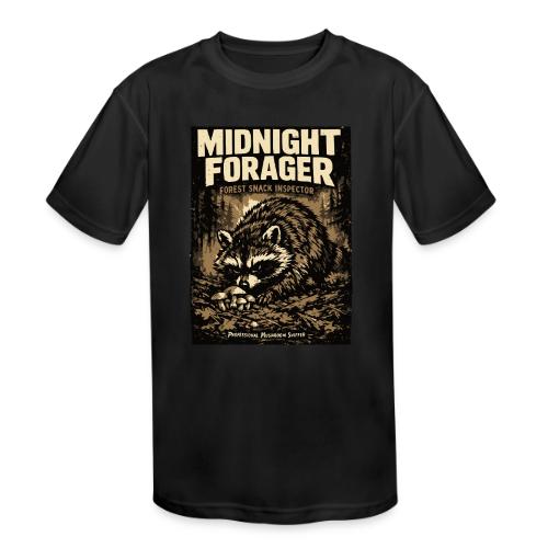 Midnight Forager Raccoon Mushroom Hunter - Kids' Moisture Wicking Performance T-Shirt