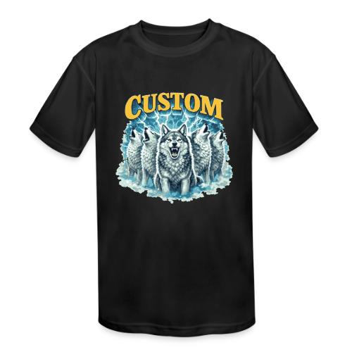 Custom Wolf Pack Howling Moon Vintage Wilderness - Kids' Moisture Wicking Performance T-Shirt