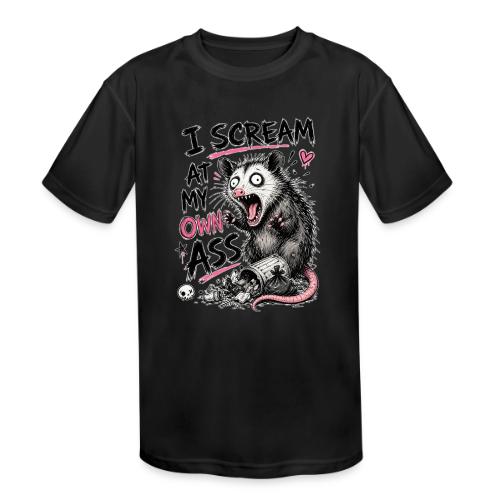 Funny Opossum Screaming Graphic Tee - Kids' Moisture Wicking Performance T-Shirt