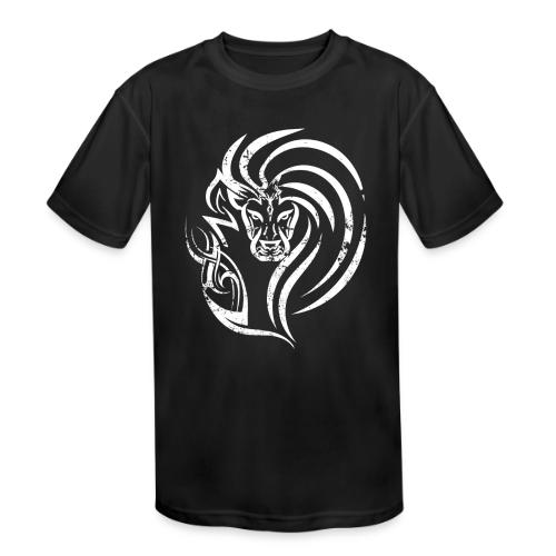 Fierce Lion Logo in White - Kids' Moisture Wicking Performance T-Shirt