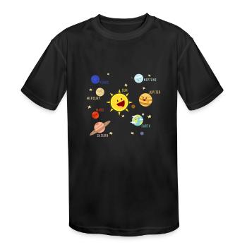 Planets Galaxy T-shirt Science Tee - Kids' Moisture Wicking Performance T-Shirt - black - Front