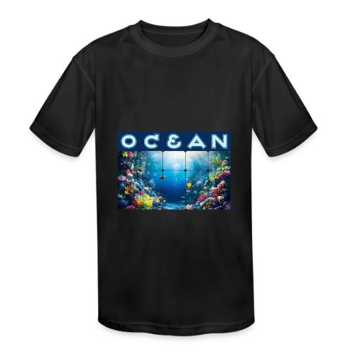 Ocean: Neon Reef Glow - Kids' Moisture Wicking Performance T-Shirt