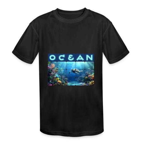 Ocean: Turtle Drift - Kids' Moisture Wicking Performance T-Shirt