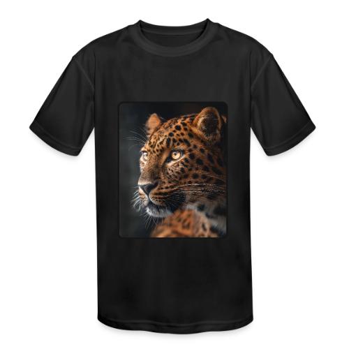 Amur Leopard Face Wildlife Design - Kids' Moisture Wicking Performance T-Shirt