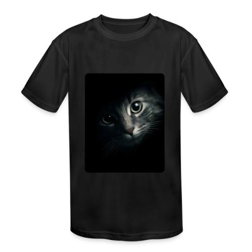 Cat Face in Shadow Close-Up Design - Kids' Moisture Wicking Performance T-Shirt