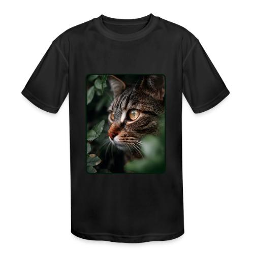 Tabby Cat Jungle Eyes Design - Kids' Moisture Wicking Performance T-Shirt